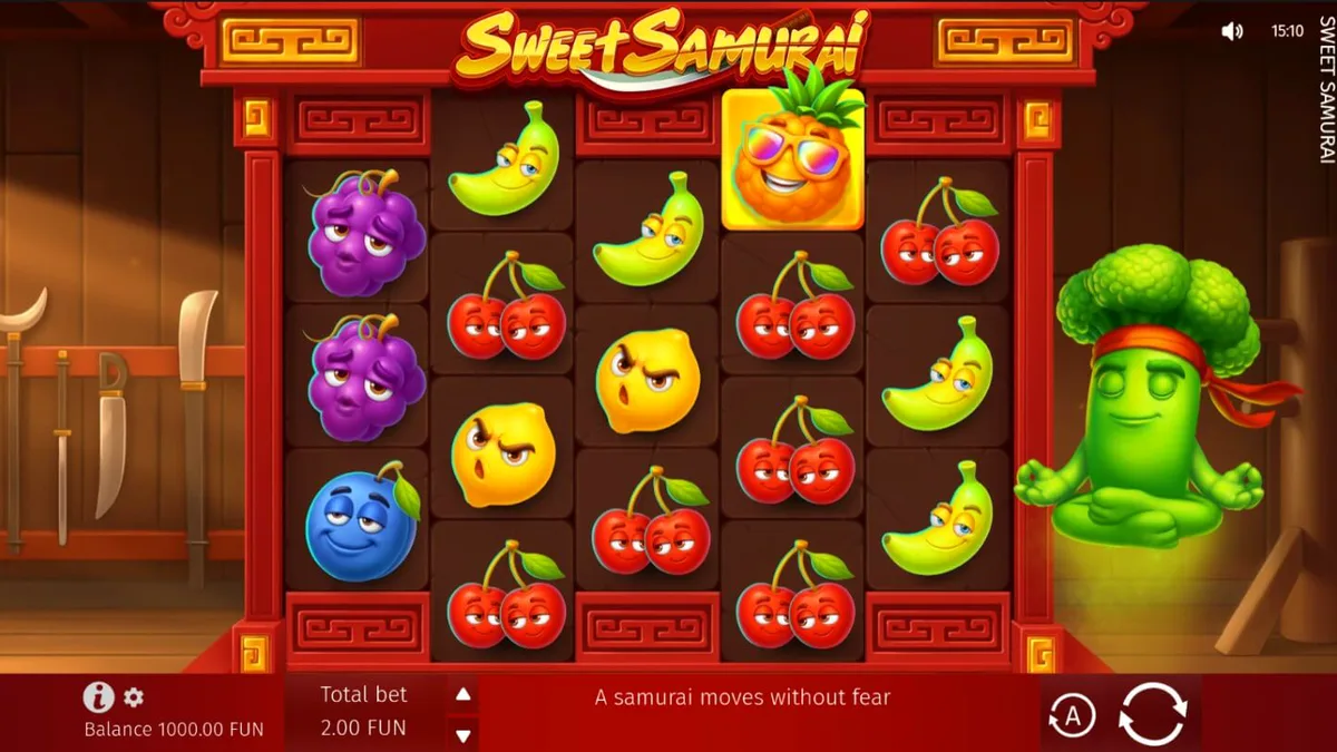 Samurai Brokoli di dalam dojo buah dari slot Sweet Samurai